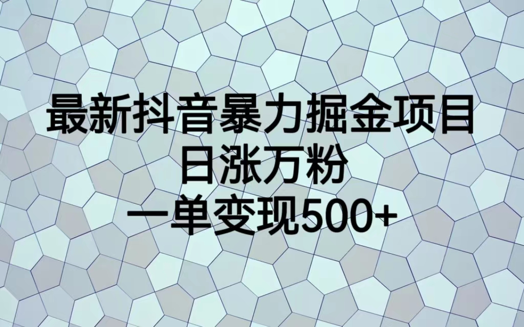 最火热的抖音暴力掘金项目,日涨万粉,多种变现方式,一单变现可达500+