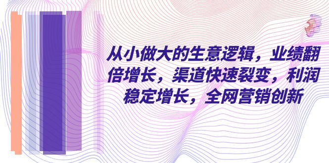 从小 做大的生意逻辑，业绩翻倍增长，渠道快速裂变，利润稳定增长，全网...