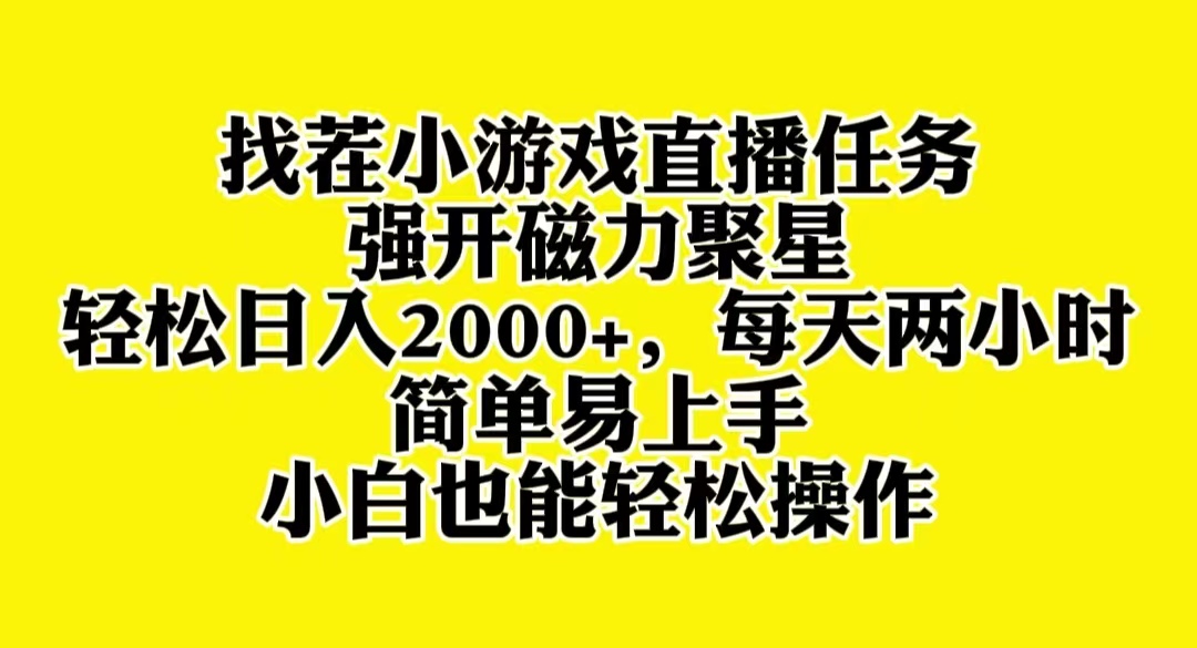 找茬小游戏直播,强开磁力聚星,轻松日入2000+,小白也能轻松上手