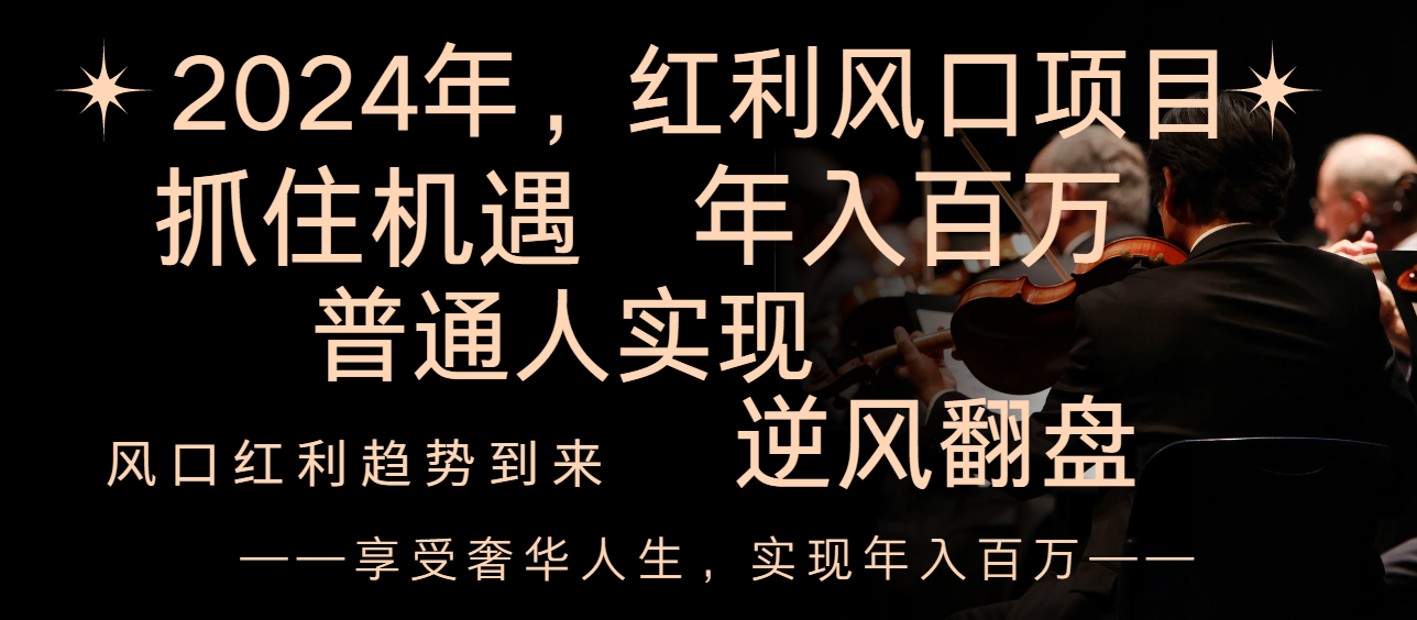 2024红利风口项目来袭,享受第一波红利,逆风翻盘普通人也能实现,年入百万