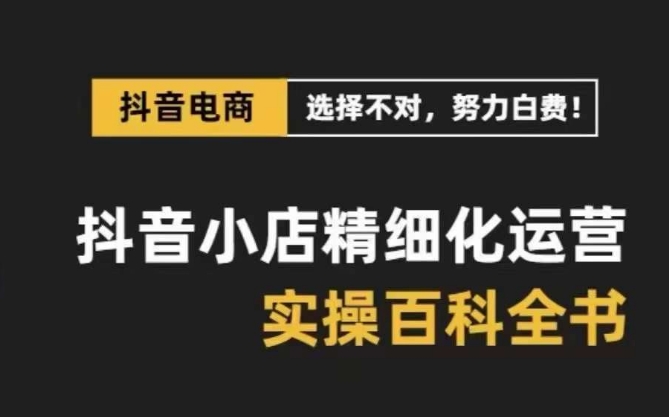抖音小店 精细化运营-百科全书,保姆级运营实战讲解(28节课)