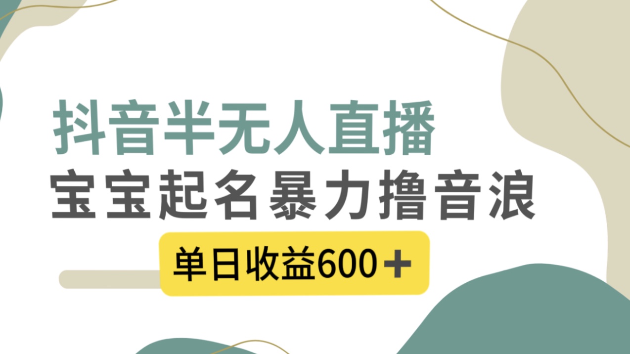 抖音半无人直播,宝宝起名,暴力撸音浪,单日收益600+
