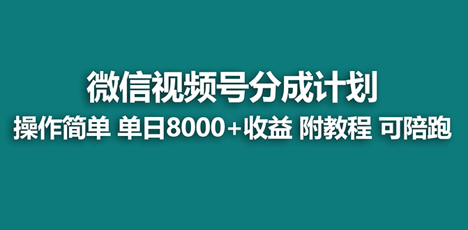 【蓝海项目】视频号分成计划,单天收益8000+,附玩法教程!