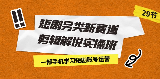 短剧另类新赛道剪辑解说实操班:一部手机学习短剧账号运营(29节 价值500)