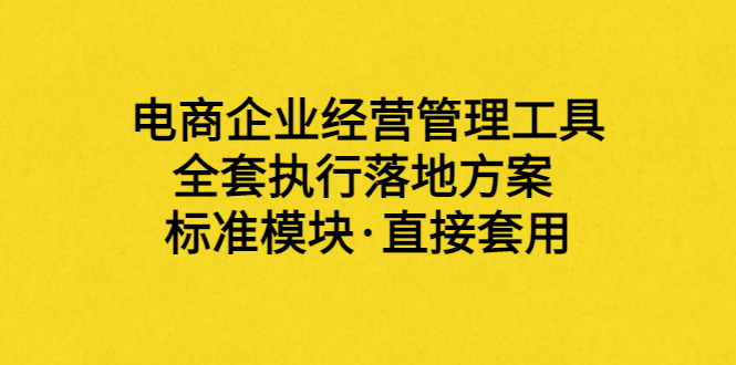 外面卖198·电商企业经营管理工具:全套执行落地方案 标准模块·直接套用