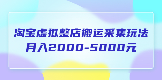 淘宝虚拟整店搬运采集玩法分享课:月入2000-5000元(5节课)