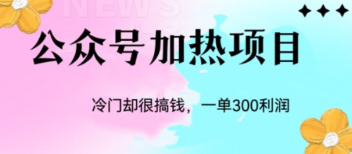 冷门公众号加热项目,一单利润300+