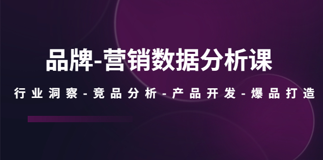 品牌-营销数据分析课,行业洞察-竞品分析-产品开发-爆品打造
