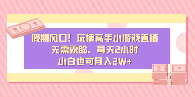 假期风口!玩梗高手小游戏直播,无需露脸,每天2小时,小白也可月入2W+