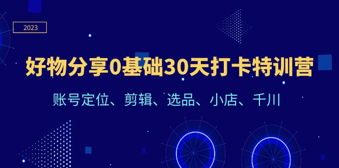 好物分享0基础30天打卡特训营:账号定位、剪辑、选品、小店、千川