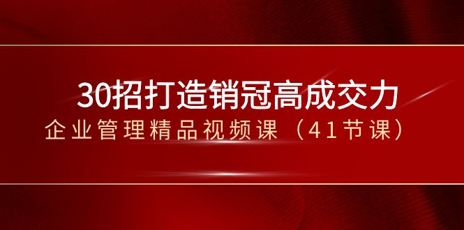 30招-打造销冠高成交力-企业管理精品视频课(41节课)