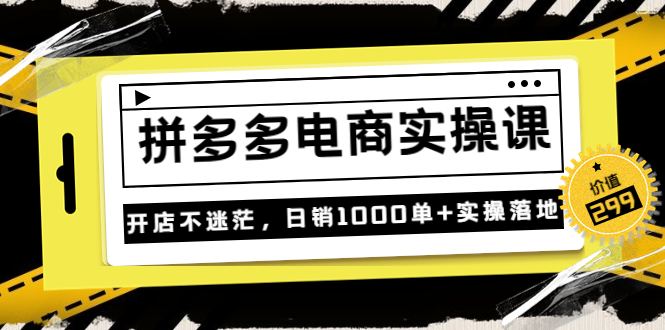 《拼多多电商实操课》开店不迷茫,日销1000单+实操落地