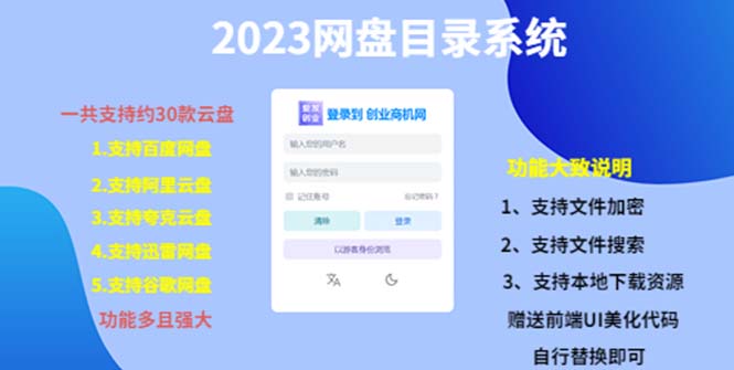 (项目课程)2023网盘目录运营系统,一键安装教学,一共支持约30款云盘