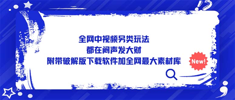全网中视频另类玩法,都在闷声发大财,附带破解版下载软件加全网最大素材库