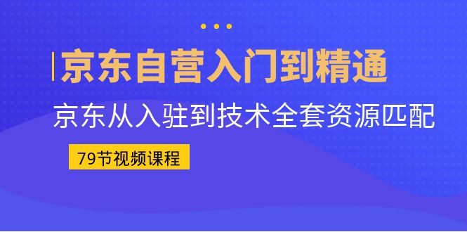 京东自营入门到精通:京东从入驻到技术全套资源匹配(79节课)
