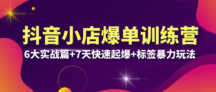 抖音小店爆单训练营VIP线下课:6大实战篇+7天快速起爆+标签暴力玩法(32节)