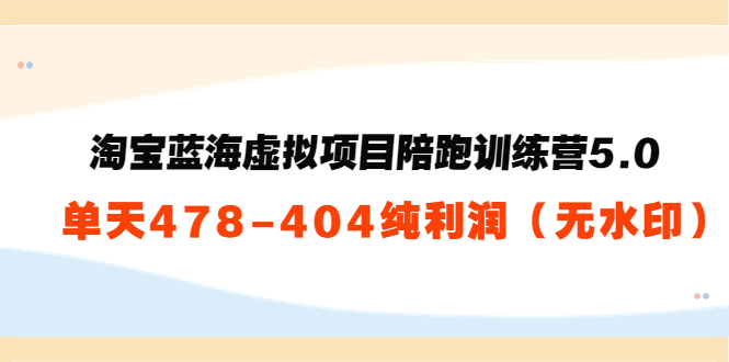 黄岛主:淘宝蓝海虚拟项目陪跑训练营5.0:单天478纯利润(无水印)