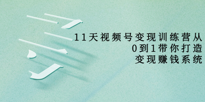 11天视频号变现训练营,从0到1打造变现赚钱系统