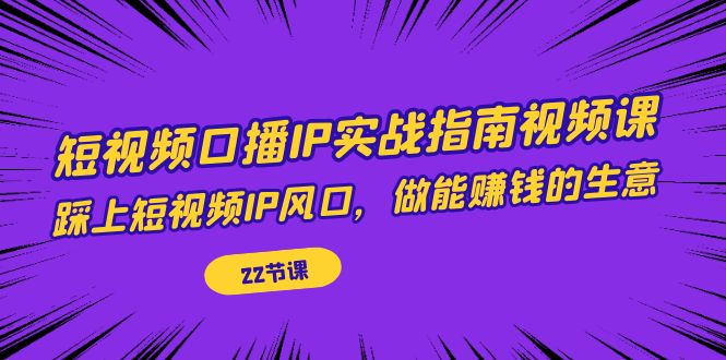 短视频口播IP实战指南视频课,踩上短视频IP风口,做能赚钱的生意(22节课)