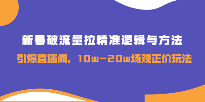 新号破流量拉精准逻辑与方法,引爆直播间,10w-20w场观正价玩法