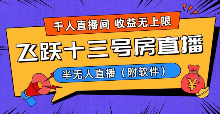 爆火飞跃十三号房半无人直播,一场直播上千人,日入过万!(附软件)