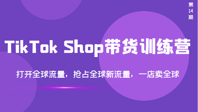 TikTok Shop带货训练营,打开全球流量,抢占全球新流量 一店卖全球(第14期)