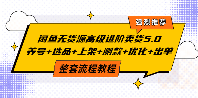 闲鱼无货源高级进阶卖货5.0,养号+选品+上架+测款+优化+出单整套流程教程