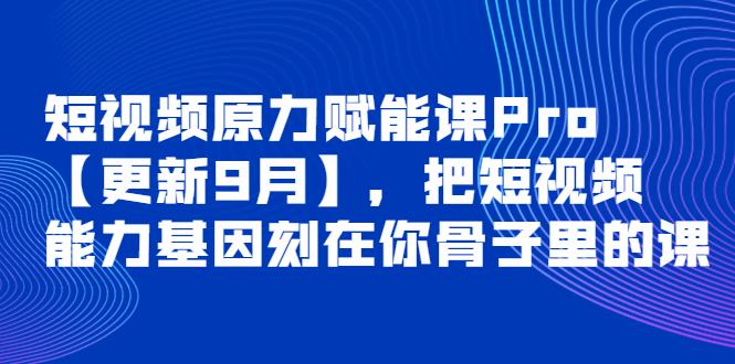 短视频原力赋能课Pro【更新9月】,把短视频能力基因刻在你骨子里的课