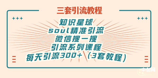 知识星球+soul+微信搜一搜，引流系列课程，每天300+精准粉（3套教程)