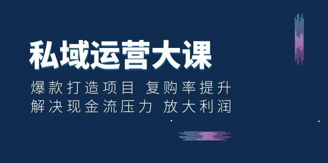 私域运营大课:爆款打造项目 复购率提升 解决现金流压力 放大利润
