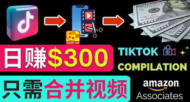 搬运Tiktok短视频到Youtube赚钱,只需下载,合并视频,日赚300美元