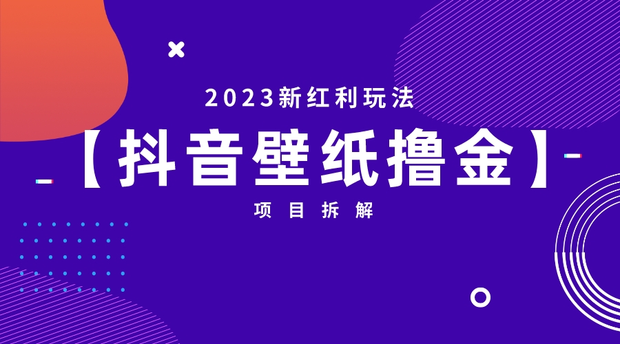 2023新红利玩法:抖音壁纸撸金项目
