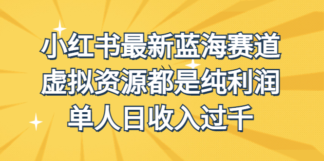 外面收费1980的小红书最新蓝海赛道,虚拟资源都是纯利润,单人日收入过千