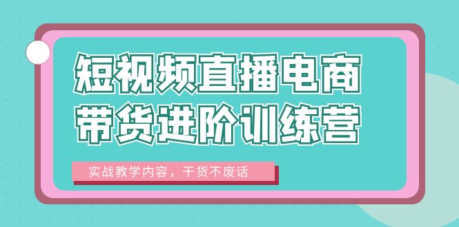 短视频直播电商带货进阶训练营:实战教学内容,干货不废话!