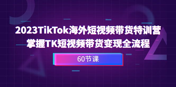2023-TikTok海外短视频带货特训营,掌握TK短视频带货变现全流程(60节课)
