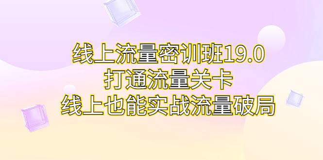 线上流量密训班19.0,打通流量关卡,线上也能实战流量破局