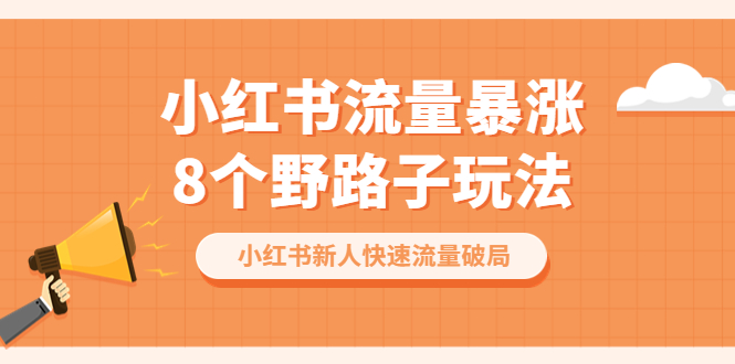 小红书流量-暴涨8个野路子玩法:小红书新人快速流量破局(8节课)