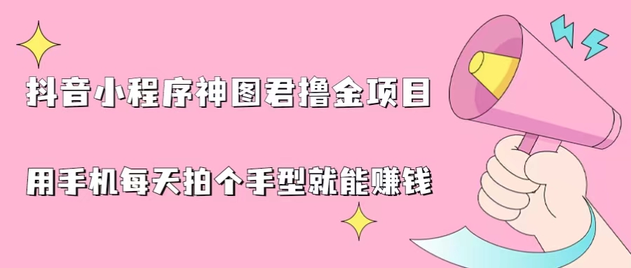 抖音小程序神图君撸金项目,用手机每天拍个手型挂载一下小程序就能赚钱