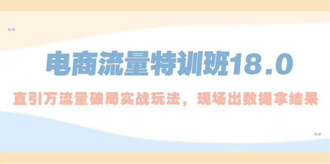 电商流量特训班18.0,直引万流量破局实操玩法,现场出数据拿结果