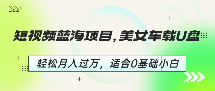 短视频蓝海项目,美女车载U盘,轻松月入过万,适合0基础小白
