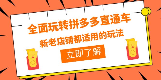 全面玩转拼多多直通车,新老店铺都适用的玩法(12节精华课)