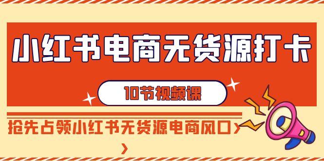 小红书电商-无货源打卡,抢先占领小红书无货源电商风口(10节课)