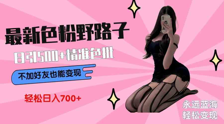 最新色粉变现野路子,日引500+老色批 可不加好友直接变现 小白轻松日入700+