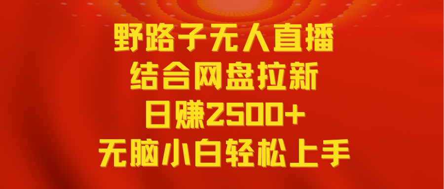 无人直播野路子结合网盘拉新,日赚2500+多平台变现,小白无脑轻松上手操作